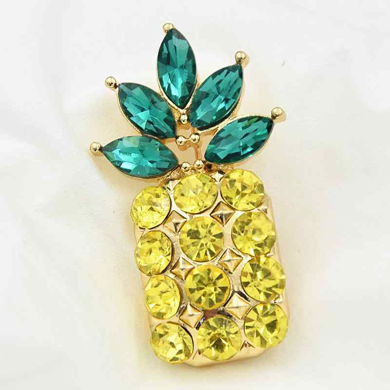 ブローチ レディース 欧米風 おしゃれ クリスタル ラインストーン 煌めく パイナップル フルーツモチー..