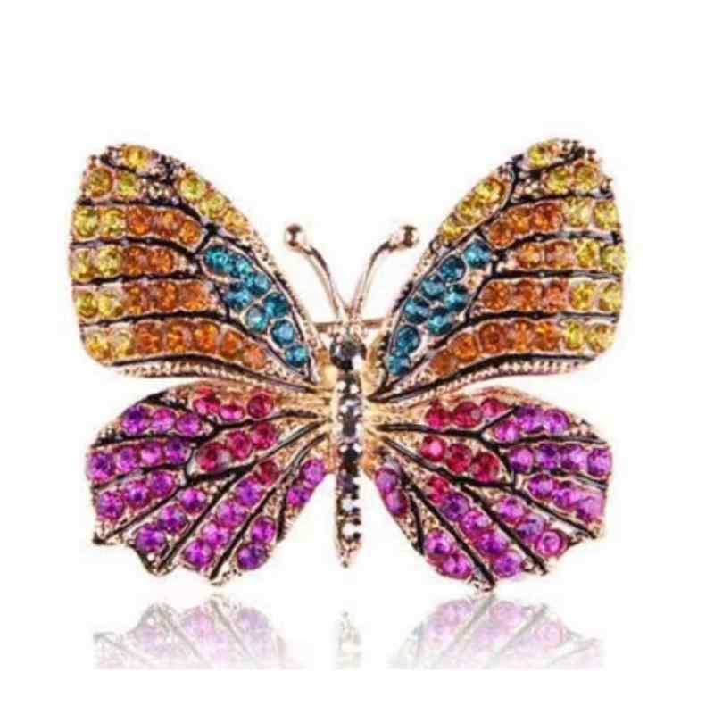 ブローチ レディース カラフル 蝶 ラインストーン 合金製 動物モチーフ 上品 エレガント 万能 おしゃれ
