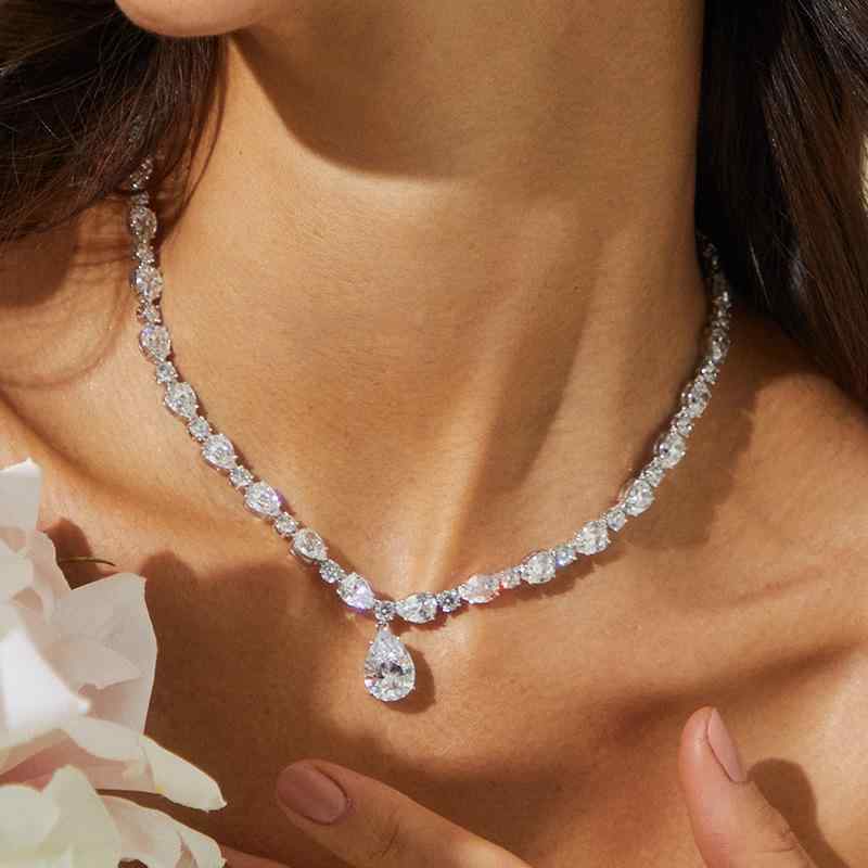 SWAROVSKI - ネックレス レディース 女性用 煌めくフルジルコニア 雫型ドロップ 多層 エレガント 上品 ファッション シンプル ウェディング ブライダル 結婚式 パーティー お呼ばれ フォーマル クリスタル 電気メッキ加工 ゴールド シルバー