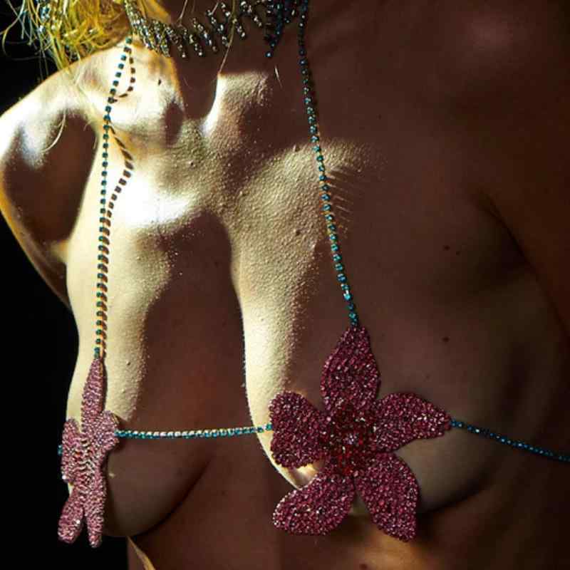 ボディチェーン レディース セクシー ビキニ 水着 欧米風 ファッション 花柄 フラワー ラインストーン ..