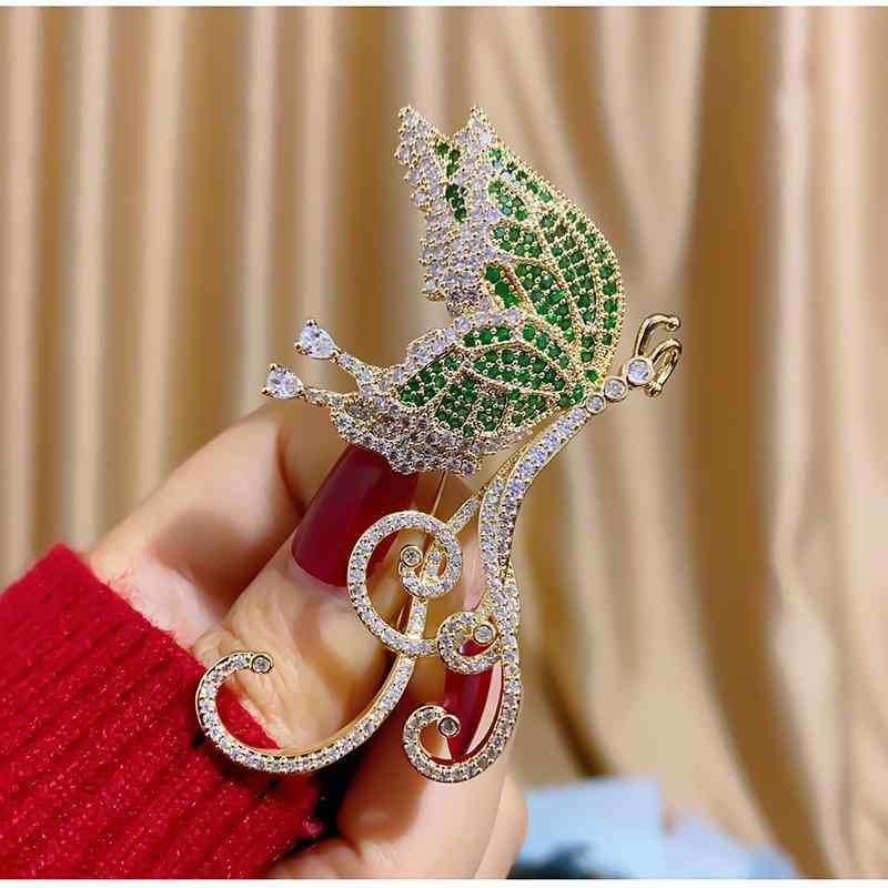 ブローチ メンズ レディース ユニセックス 韓国風 エレガント 上品 ジルコニア 蝶 タッセル 華やか 大..