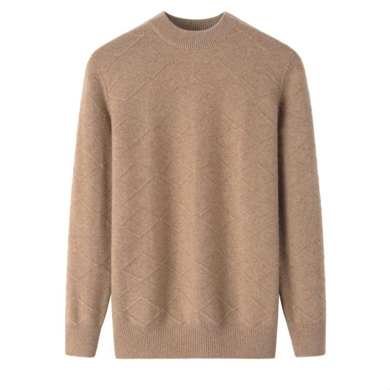 カシミヤ セーター メンズ 保温 厚手 クルーネック プルオーバー ゆったりシルエット 純カシミヤ 内モンゴル産 チェック柄 ニット トップス 秋冬