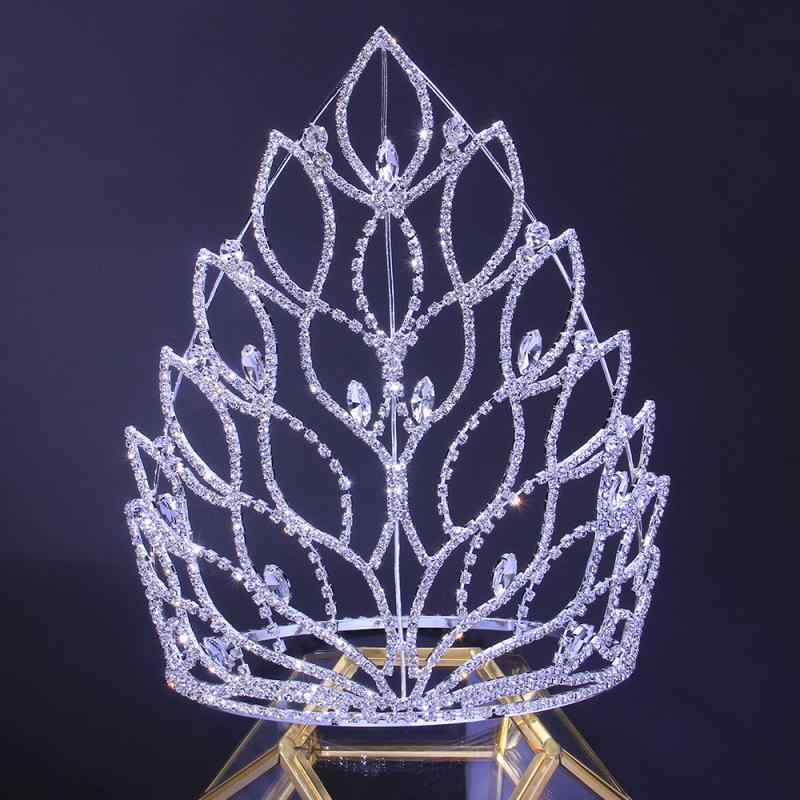 ティアラ レディース 高級感 キラキラ 総ラインストーン リーフモチーフ 花嫁 ブライダル ウェディング 結婚式 二次会 発表会 パーティー コンテスト イベント 撮影 成人式 ヘッドドレス 髪飾り ゴールド シルバー 電気メッキ加工