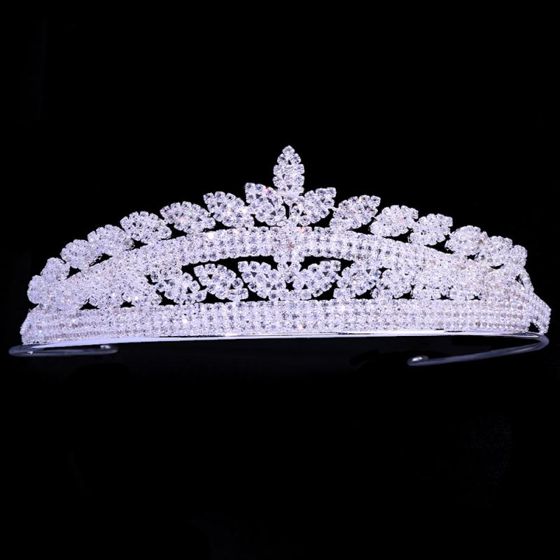 ヘッドドレス レディース キラキラ ラインストーン ティアラ クラウン エレガント ハンドメイド ブライダル ウェディング 結婚式 前撮り パーティー 髪飾り シルバー 電気メッキ加工 欧米風 アクセサリー