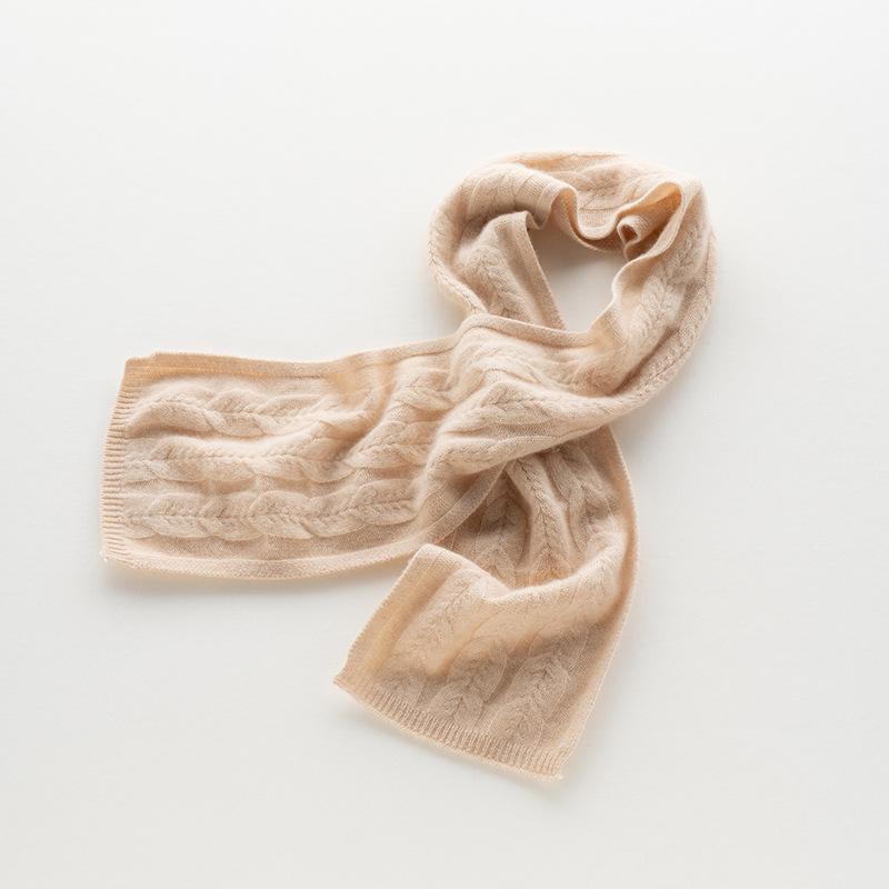 マフラー キッズ 子供 男女兼用 秋冬 カシミヤ ニット ケーブル編み 保温 防寒 あったかい シンプル 無..