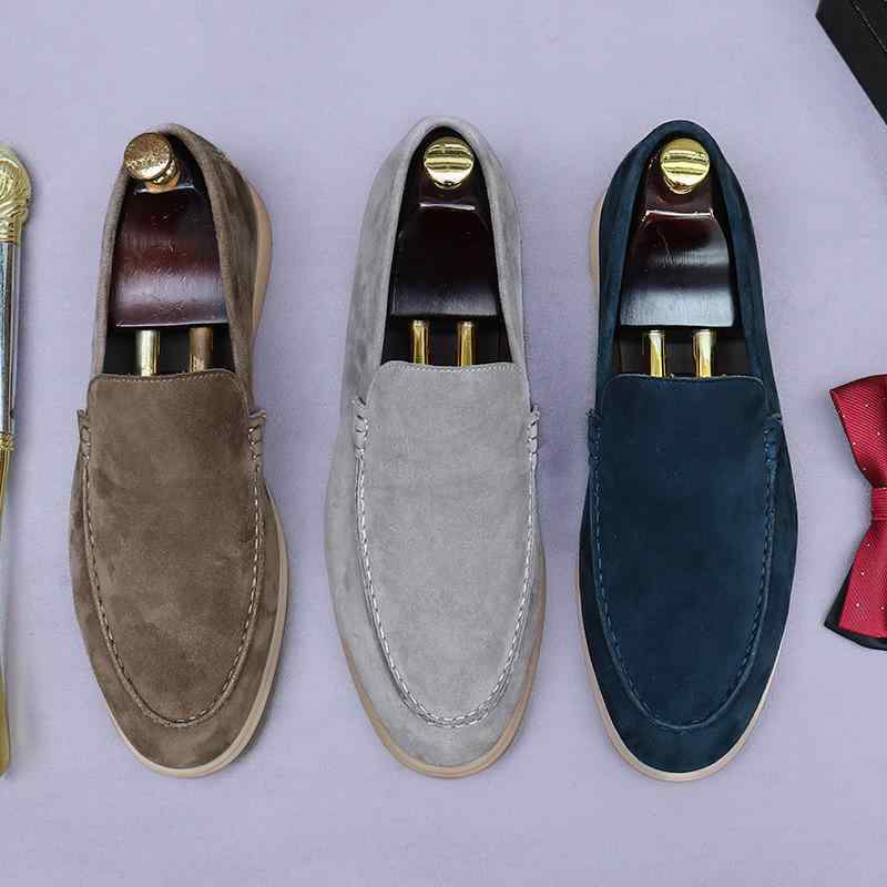 革靴 メンズ ソフト 本革 牛革スエード スリッポン ラウンドトゥ ラバーソール レトロ ローカット ビジ..