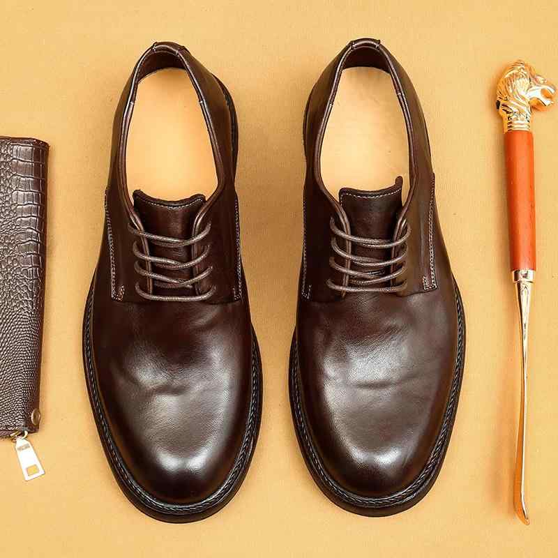 革靴 メンズ 手作り ホースレザー 馬革 本革底 ダービーシューズ ビジネス カジュアル レトロ ヴィンテ..