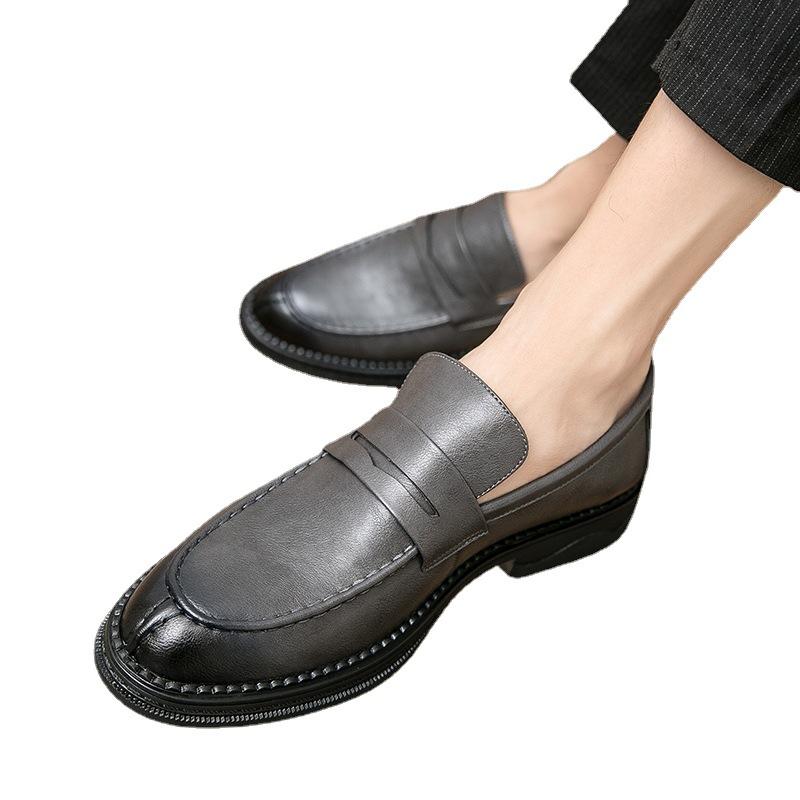 革靴 メンズ 男性用 レザーシューズ 春夏 スリッポン 韓国風 ブリティッシュスタイル PUレザー 軽量 ビ..
