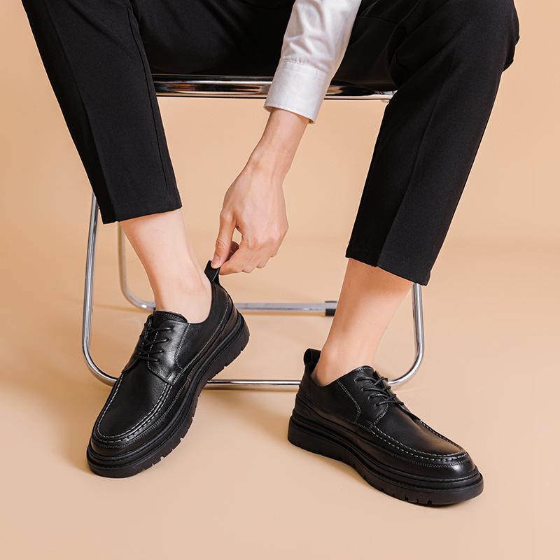 革靴 メンズ 本革 牛革 ブラック レースアップ 厚底 快適 通気性 滑り止め クッション性 ビジネス カジュアル 通勤 フォーマル デイリーユース 男性用 レザーシューズ