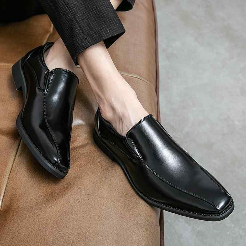 メンズ 革靴 ポインテッドトゥ エナメル パテントレザー スリッポン ビジネス 結婚式 新郎 ウェディン..