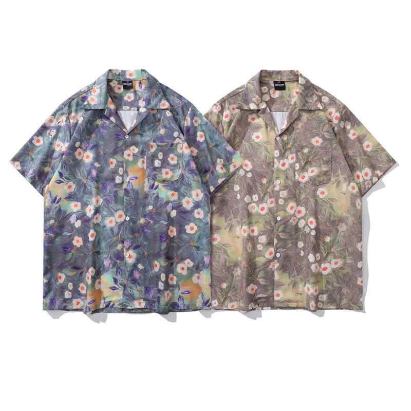 シャツ メンズ 半袖 アロハ 開襟 花柄総柄 ルーズフィット ゆったり 夏服 レトロ クラシック リゾート ビーチ 旅行 カジュアル カップル ペアルック 男性用