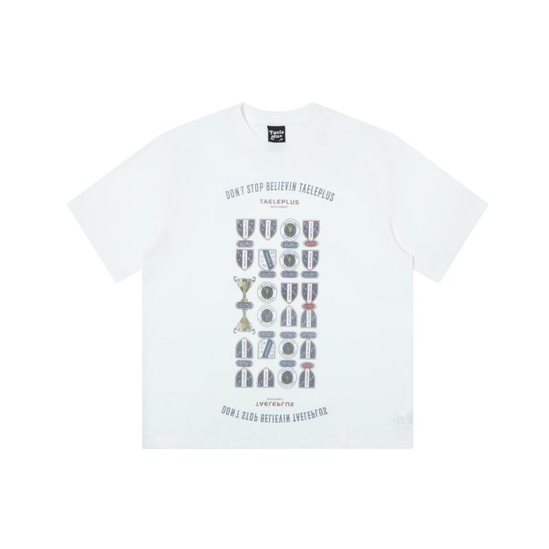 Tシャツ メンズ 男性用 半袖 丸首 クルーネック ゆったり ルーズフィット ポリエステル素材 アルファベットプリント 文字柄 ストリート ファッション カジュアルスタイル 快適な着心地 春夏 ホワイト ブラック