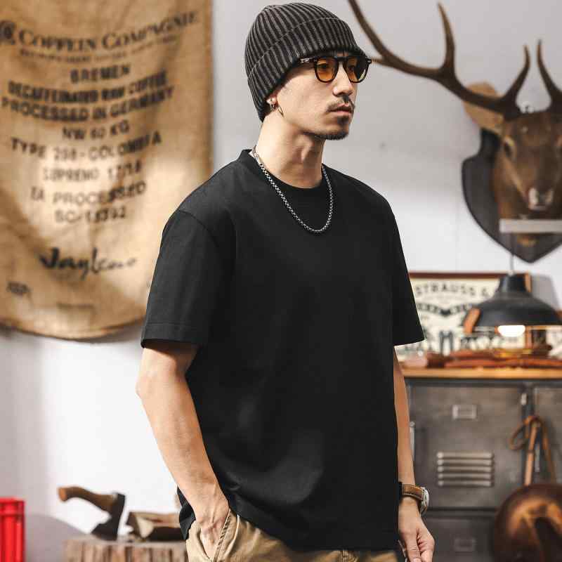 Tシャツ メンズ 260gヘビーウェイト 厚手 コットン100% 純綿 半袖 夏 アメカジ ヴィンテージ クルーネック 丸首 ゆったり ルーズフィット オーバーサイズ ドロップショルダー シンプル ベーシック 通気性 カジュアル ストリート カットソー