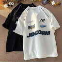 POLOシャツ メンズ レディース オーバーサイズ アメリカンストリート レトロ ハーフジップ ロゴプリント 半袖 カジュアルトップス 春夏 デイリーユース 部...