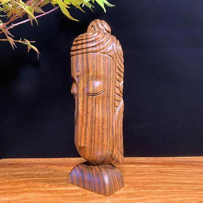 木彫り オブジェ クスノキ材 虎皮檀 手彫り 現代的 抽象 無相 人物像 クリエイティブ デスク オフィス 書斎 リビング インテリア コンパクト 置物 芸術品 癒し 贈り物