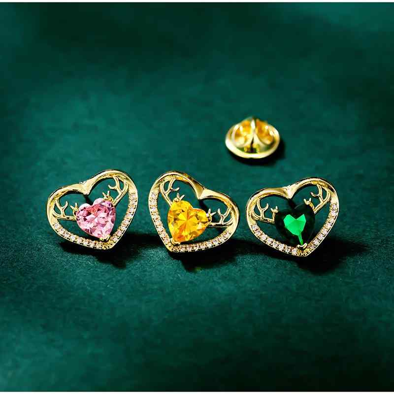 ブローチ レディース はだけ防止 胸元カバー 服のズレ防止 ハート ミニ 銅製 襟ピン おしゃれ かわいい..