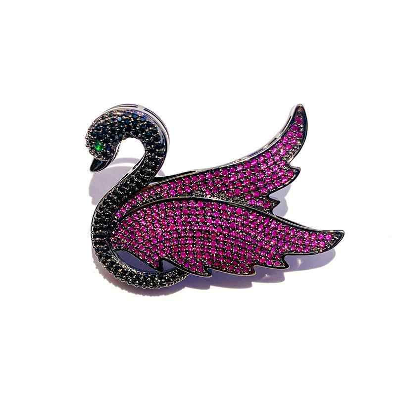 ブローチ レディース 白鳥 アニマルモチーフ かわいい 高級感 エレガント 上品 韓国風 ジルコニア 埋め込み オールシーズン ジャケット カーディガン ストール留め 結婚式 パーティー 入学式 卒業式 フォーマル オフィス カジュアル パープル
