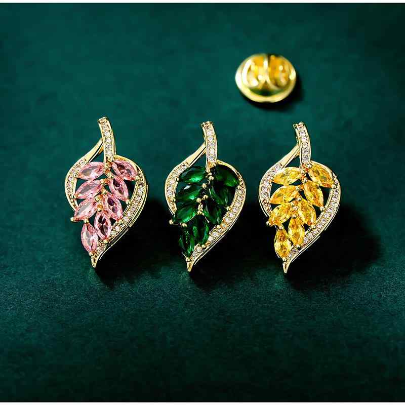 ブローチ メンズ レディース 銅製 葉っぱ リーフ 高級感 エレガント 上品 シンプル 多機能 ピンブローチ ピンバッジ スーツ ジャケット カーディガン シャツ 襟元 マフラー ストール ファッション小物