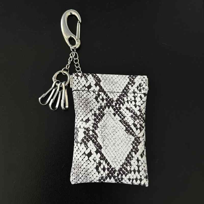 ウエストポーチ PUレザー ホワイトパイソン柄 小銭入れ カードケース キーホルダー 多機能 ミニ財布 コ..