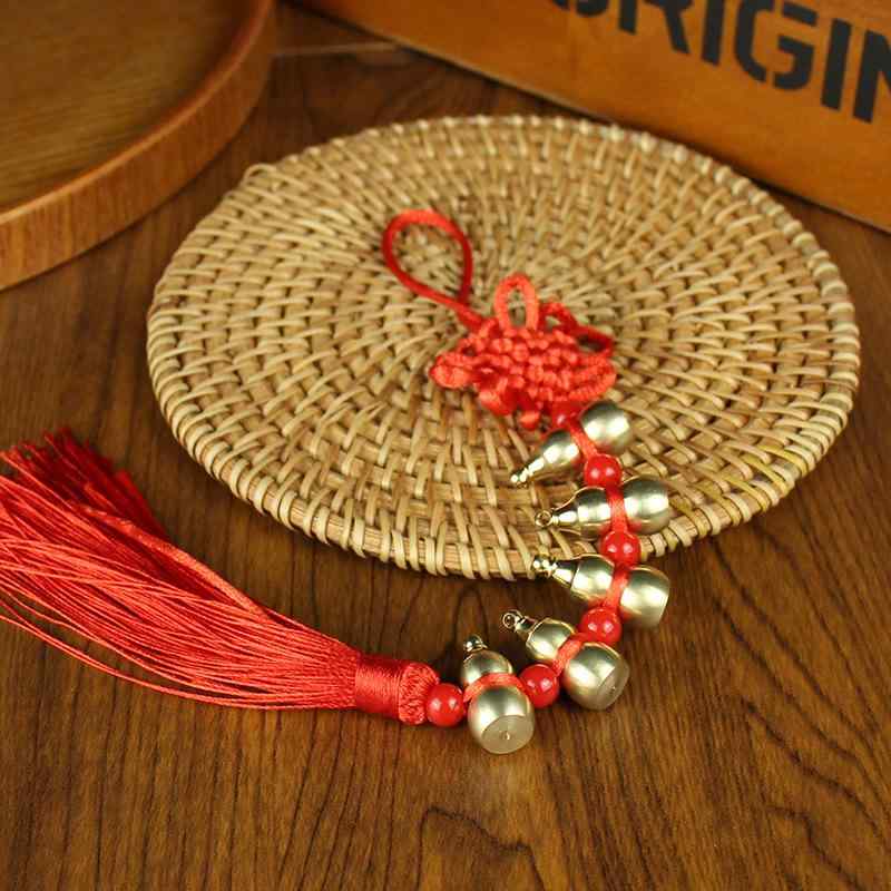 開運 風水グッズ 五帝銭 中国結び 瓢箪モチーフ 純真鍮製 房飾り 玄関 車内 インテリア 吊り下げ 厄除..