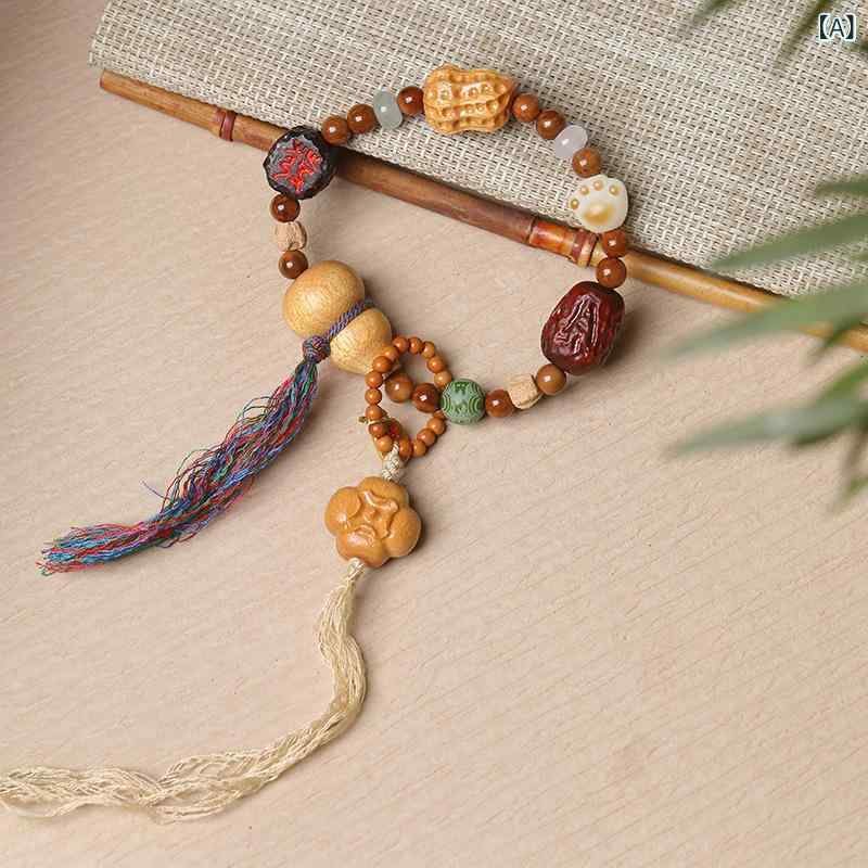 ブレスレット 数珠 縁起物 開運祈願 幸運の象徴 瓢箪モチーフ 多彩な天然木ビーズ サンダルウッド 檀木..