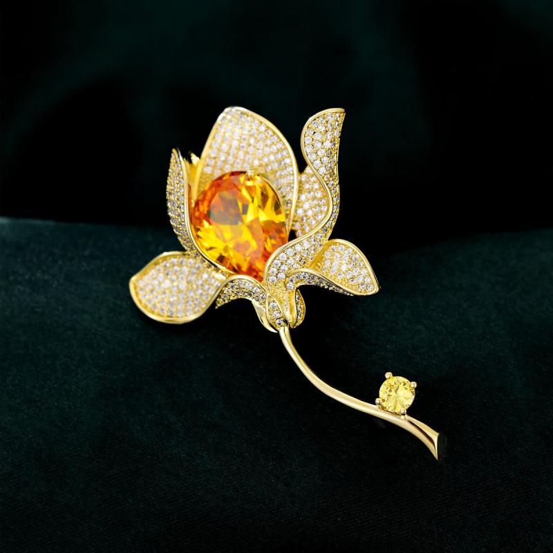 ブローチ レディース 輝くジルコニア マグノリア花 フラワー エレガントなデザイン 上品な装飾 スーツ ジャケット チャイナドレス ワンピース 卒業式 入学式 式典 イベント コサージュ