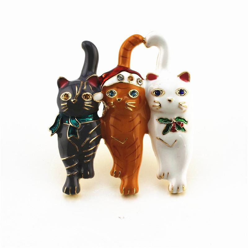ブローチ レディース 上品 エナメル加工 三毛猫 おしゃれ 電気メッキ 合金製 コート ジャケット バッグ..