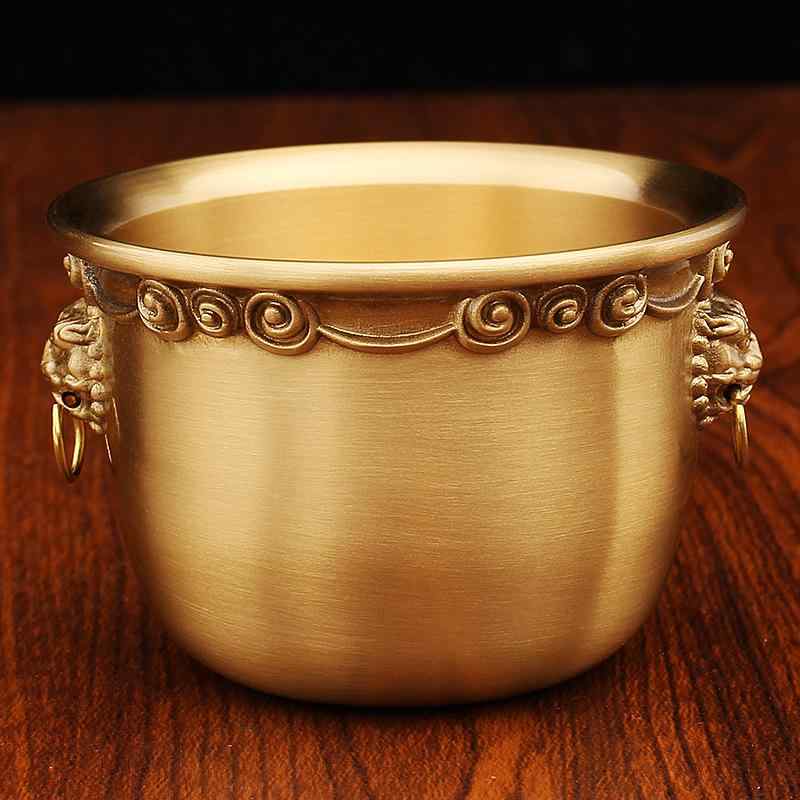 香炉 真鍮製 純銅 獅子頭 聚宝盆 開運 招福 縁起物 リビング インテリア 卓上 家庭用 線香炉 置物 オブ..