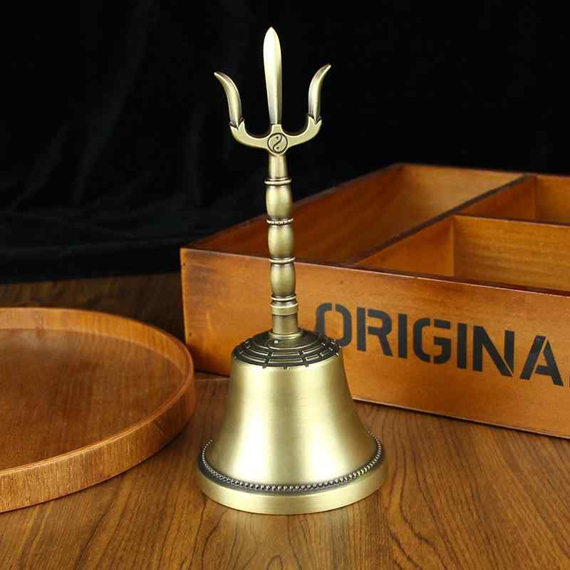 法具 真鍮製 銅製 六字真言 チベット仏教 ラマ僧 手持ち 三叉金剛杵 降魔鈴 魔除け 厄除け 開運 瞑想 ..