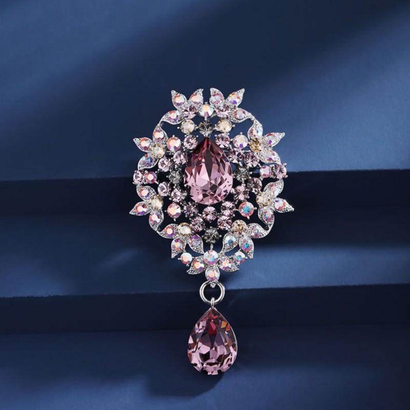 ブローチ レディース 秋冬 高級感 ジルコニア 華やか フラワーモチーフ エレガント ラグジュアリー 上品な輝き コート スーツ 卒業式 入学式 結婚式 パーティー 通勤