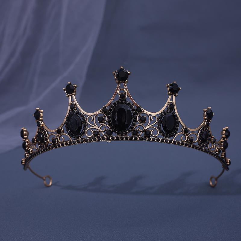 ヘアアクセサリー レディース 合金製 電気メッキ加工 ラインストーン ジルコニア バロック風 ヴィンテージ プリンセス クラウン ティアラ 王冠 ヘッドドレス 髪飾り ブライダル ウェディング ステージ 発表会 パーティー 花嫁