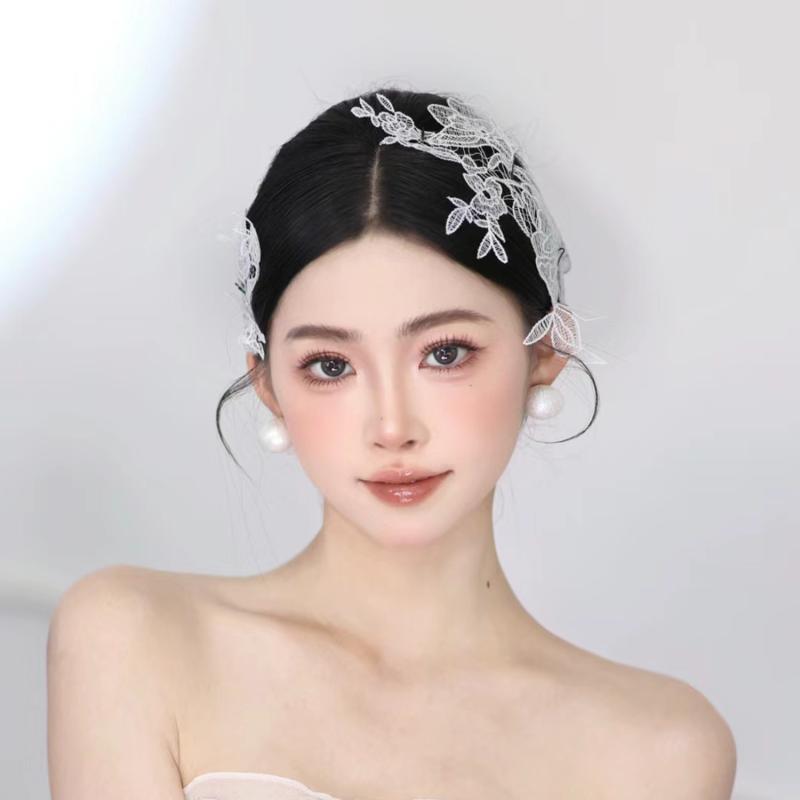 ヘアアクセサリー レディース レース 花 フレンチ レトロ 花嫁 ウェディング ドレス 髪飾り 上品 エレガント かわいい ブライダル ヘッドドレス 手作り シンプル 春夏