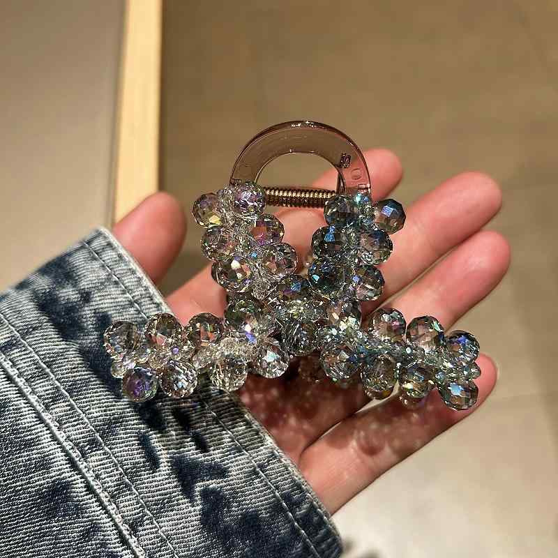 ヘアアクセサリー レディース グラデーション クリスタル 高級感 上品 Mサイズ バンスクリップ シャー..