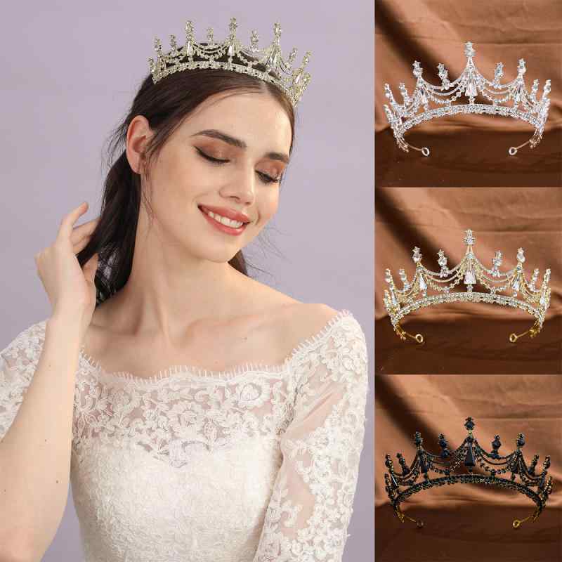 ヘッドドレス レディース 欧米風 半円形 ラインストーン クラウン 王冠 花嫁 結婚式 ウェディング ブライダル プリンセス 披露宴 パーティー 発表会 合金製 電気メッキ加工 ヘアアクセサリー