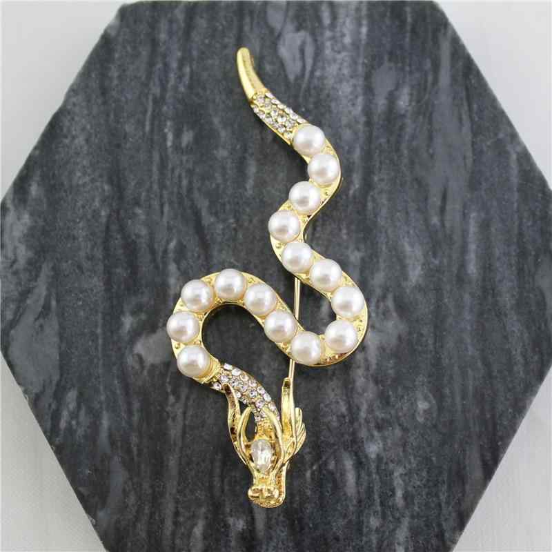 ブローチ コサージュ 男女兼用 中国風 レトロ 干支 辰 龍モチーフ 高級感 エレガント 個性的 パール パール 全面ラインストーン 合金製 電気メッキ加工 ゴールド スーツ ジャケット フォーマル