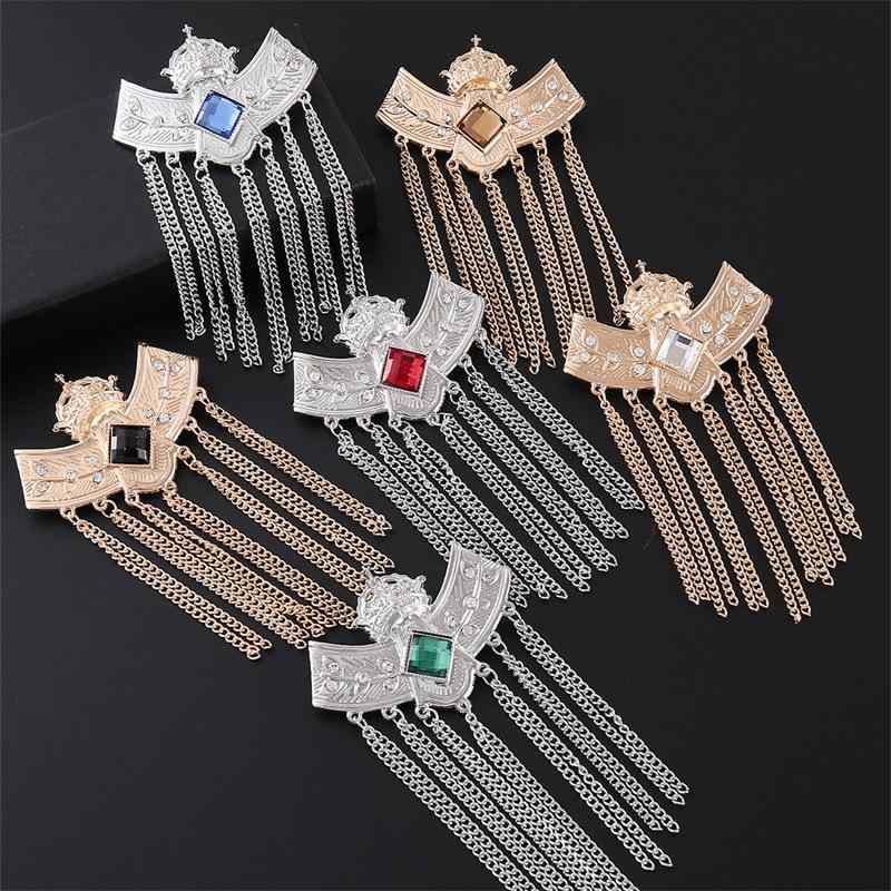 ブローチ メンズ 手作り 亜鉛合金製 電気メッキ加工 民族風 エンブレム タッセル チェーン おしゃれ 新..