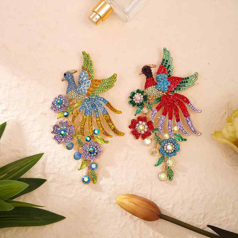 ブローチ 男女兼用 レトロ 重厚感 フェニックスモチーフ 豪華 おしゃれ 合金製 電気メッキ加工 スーツ ジャケット ドレス 礼服 結婚式 発表会 パーティー 卒業式 入学式 プレゼント ギフト 飾り ピン コサージュ アクセサリー レッド ブルー(x2)