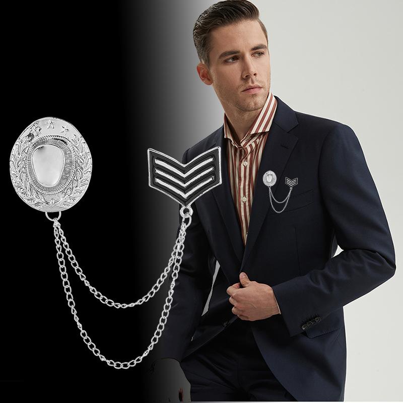 ブローチ メンズ 男性用 合金製 欧米風 レトロ アンティーク シンプル おしゃれ 帽子 タッセル モチー..