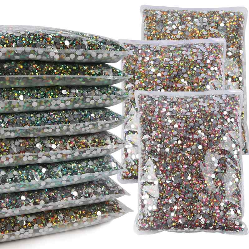 ネイルパーツ 樹脂製 フラットバック ラインストーン 円形 クリスタル ABカラー オーロラ加工 くまモチ..