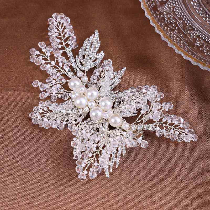 髪飾り レディース 韓国風 手作り パール ホワイト サイドクリップ ブライダル ウェディング 結婚式 披露宴 パーティー 二次会 お呼ばれ 発表会 アップヘア まとめ髪 フォーマルドレス 卒業式 入学式
