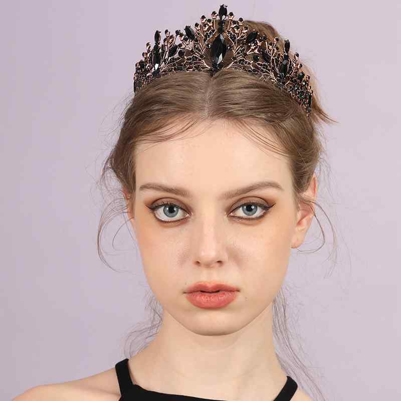 ティアラ レディース 高級感 カラージルコニア ラインストーン 電気メッキ加工 結婚式 ウェディング ブライダル 披露宴 パーティー 宴会 欧米風 プリンセス風 ヘッドドレス