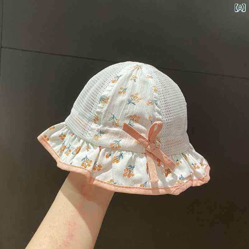 バケットハット ベビー キッズ 女の子 春夏 薄手 UVカット 遮光 通気性 防風 コッ...