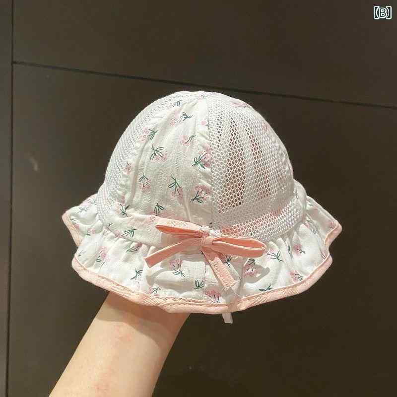 バケットハット ベビー キッズ 女の子 春夏 薄手 UVカット 遮光 通気性 防風 コッ...