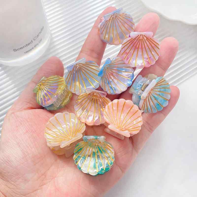 ヘアクリップ レディース ミニ シェル 貝殻 バンスクリップ 髪留め アセテート 前髪 爪クリップ ヘアアクセサリー かわいい スモール サイドクリップ 小さめ
