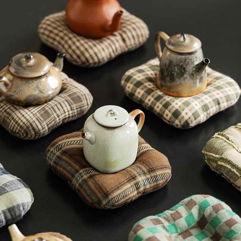 コースター 断熱 耐熱 鍋敷き 布製 ファブリック 正方形 格子柄 チェック 韓国風 インスタ映え おしゃ..