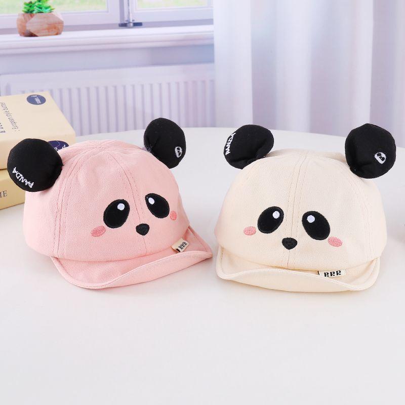 キャップ ベビー キッズ 男の子 かわいい とってもキュート ソフトつば ベースボールキャップ パンダ柄 日よけ UVカット 紫外線対策 春秋 秋冬 ブルー ベージュ ピンク カーキ お出かけ 公園 散歩(x2)