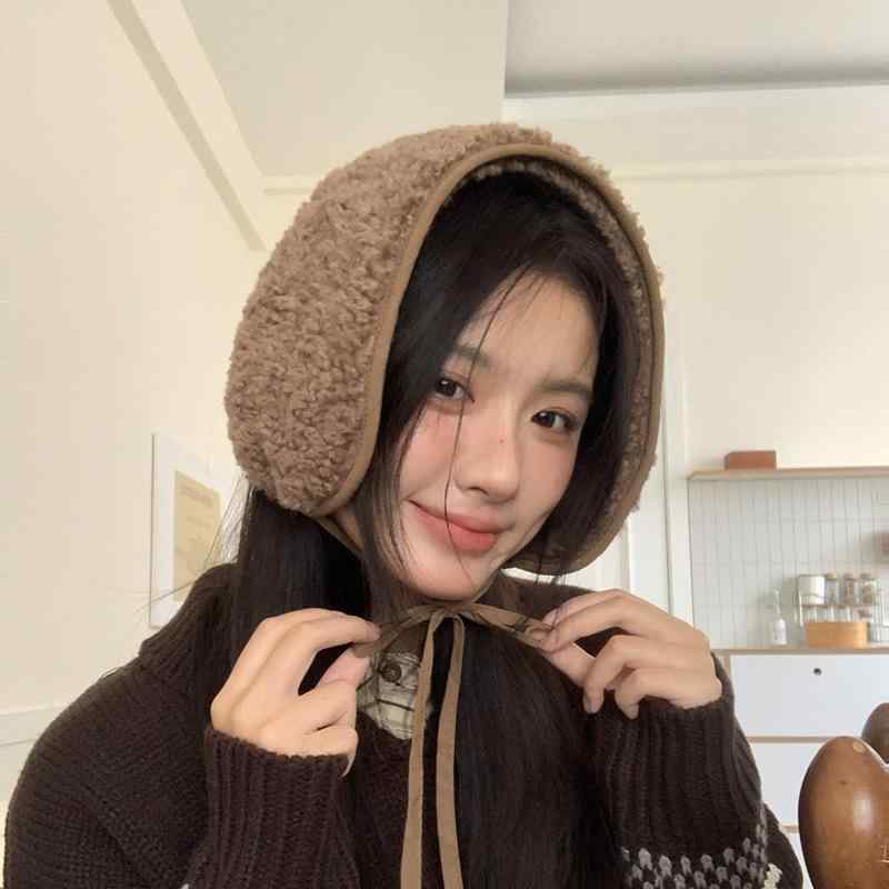 イヤーマフ レディース 冬 防寒 保温 暖かい かわいい もこもこ ふわふわ 耳当て 耳あて 紐 ストラップ 自転車 バイク アウトドア 通勤 通学 お出かけ シンプル ベーシック ブラック オフホワイト カーキ ブラウン(x2)