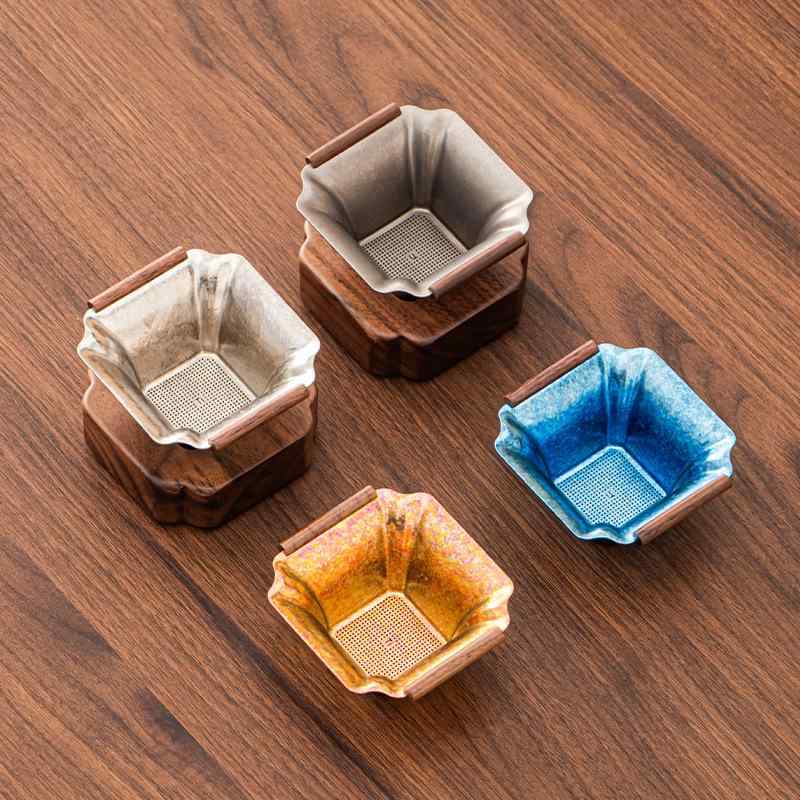 茶こし 純チタン スクエア型 如意 デザイン 功夫茶器 中国茶 茶葉フィルター 高品質 おしゃれ モダン中華 スタイル 茶道具 上質 洗練 ギフト プレゼント