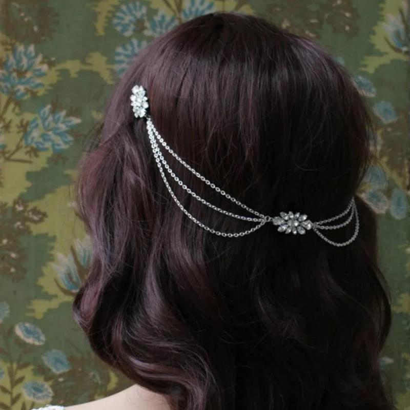 ヘッドドレス レディース ジルコニア 多連 ブライダル ウェディング 花嫁 結婚式 ボヘミアンスタイル ..