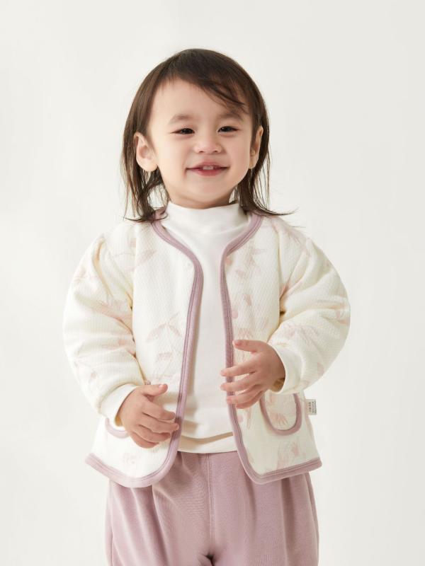 ベビー 新生児 肌着 パジャマ 綿100% キルティング 中綿入り 前開き 薄手 寝巻き ルームウェア 秋冬 0..